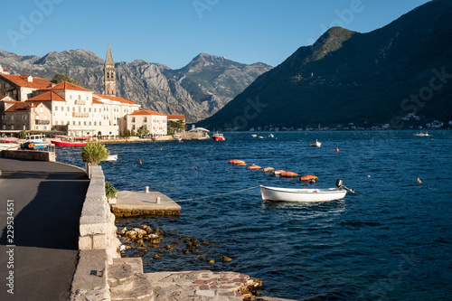 Fototapeta Naklejka Na Ścianę i Meble -  Panorama view of Perast city in Montenegro