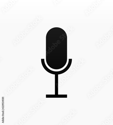 Microphone flat icon. Voice recognition simple concept. Isolated vector illustration