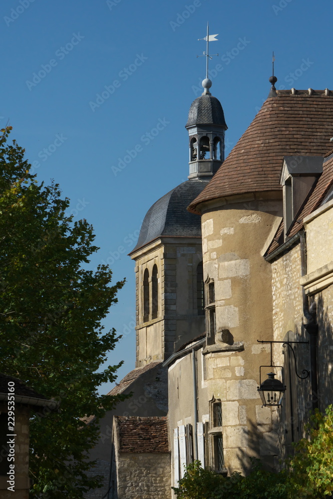 Vezelay, France-October 16, 2018: Saint-Pierre street towards Basilica Sainte-Marie-Madeleine in Vezelay Vezelay, France-October 16, 2018: Saint-Pierre street towards Basilica Sainte-Marie-Madeleine in Vezelay