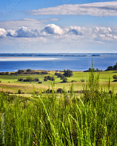 Wide Landscape and Baltic Sea with clouds on the island Hiddensee.