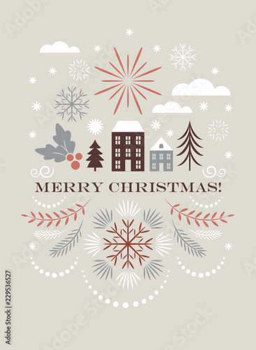 Merry christmas greeting card , Vector illustration