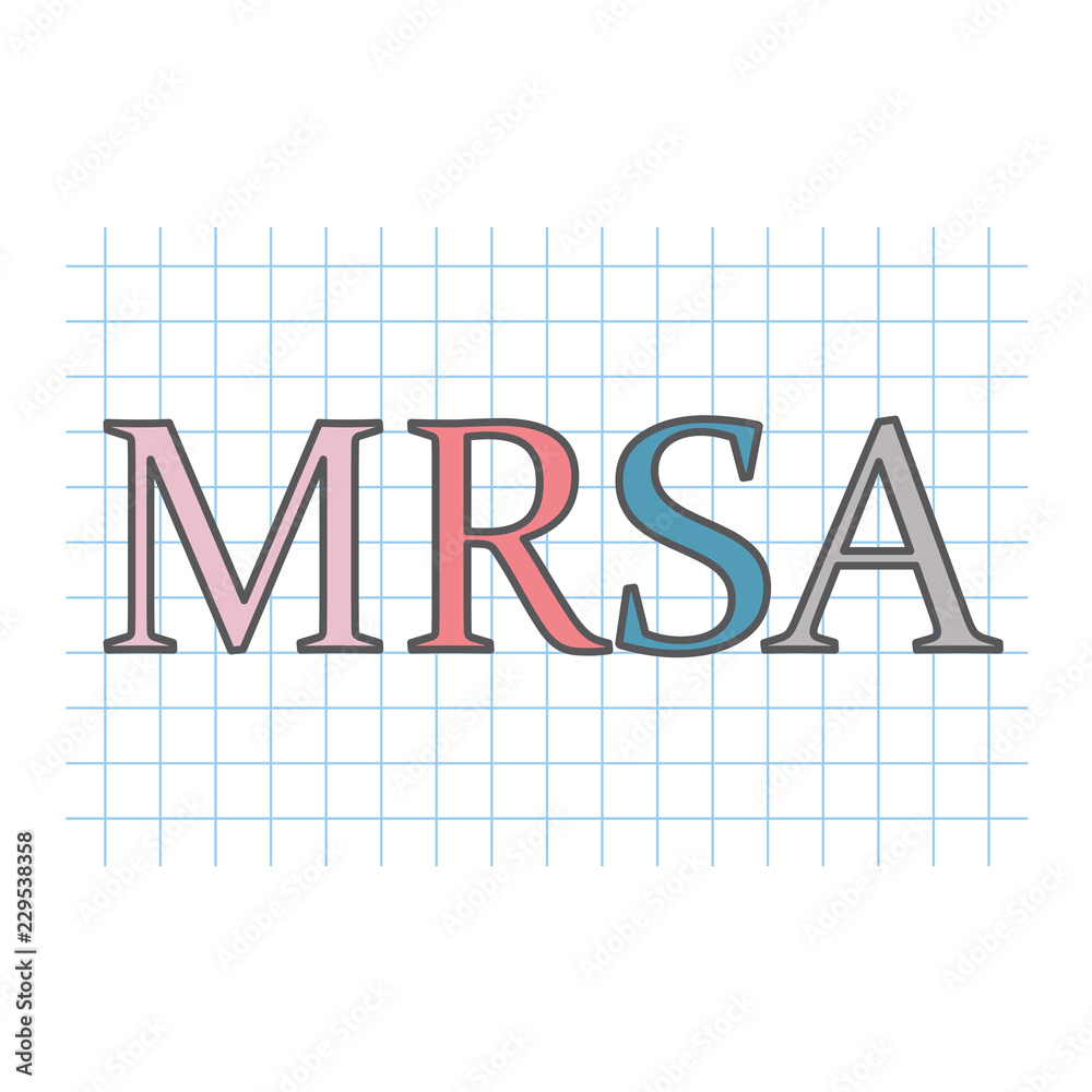 MRSA (Methicillin-resistant Staphylococcus aureus) acronym written on checkered paper sheet- vector illustration MRSA (Methicillin-resistant Staphylococcus aureus) acronym written on checkered paper sheet- vector illustration
