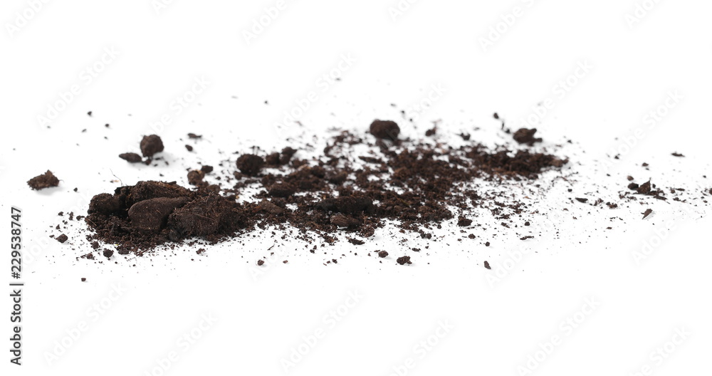 Soil, dirt pile isolated on white background