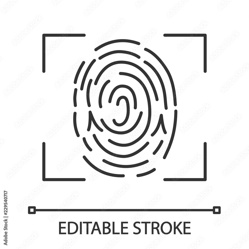 Fingerprint scanning linear icon