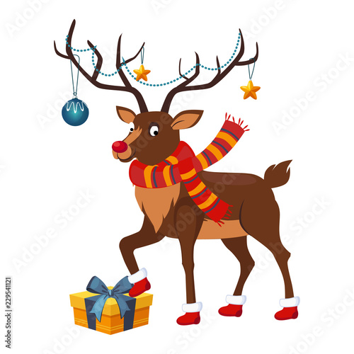 Deer with a Christmas Garland