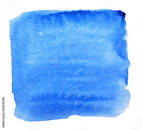 Square watercolor blue on a white background. Drawn by hand.