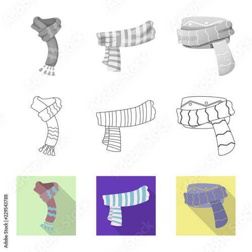 Vector design of scarf and shawl icon. Set of scarf and accessory vector icon for stock.