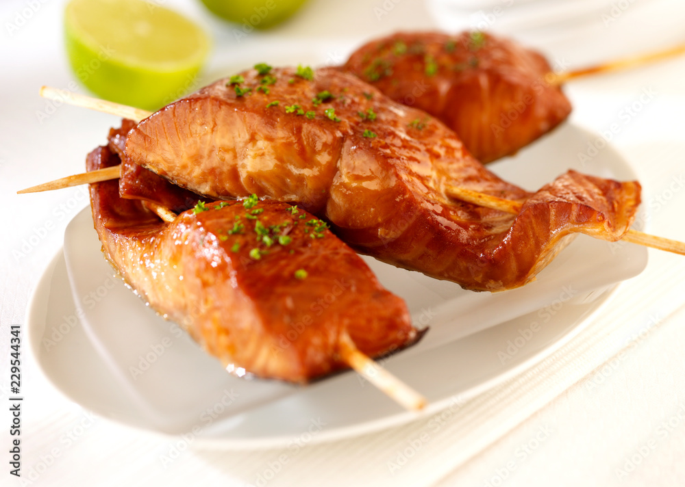 MARINATED SALMON KEBABS