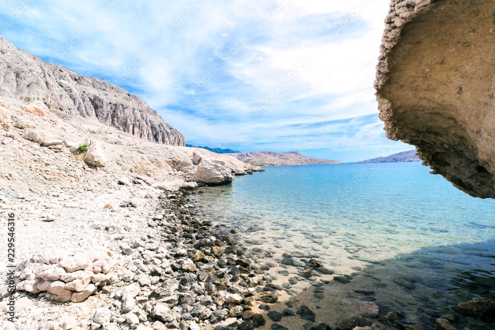 White stones beach on the island of Pag