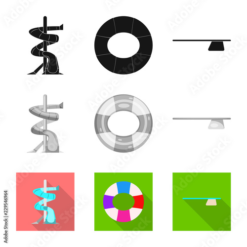 Isolated object of pool and swimming symbol. Set of pool and activity stock symbol for web.