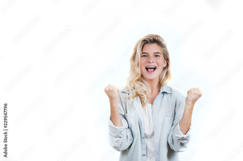 young emotional very beautiful girl on a white isolated background young emotional very beautiful girl on a white isolated background