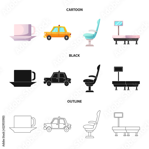 Vector illustration of airport and airplane symbol. Collection of airport and plane stock symbol for web.