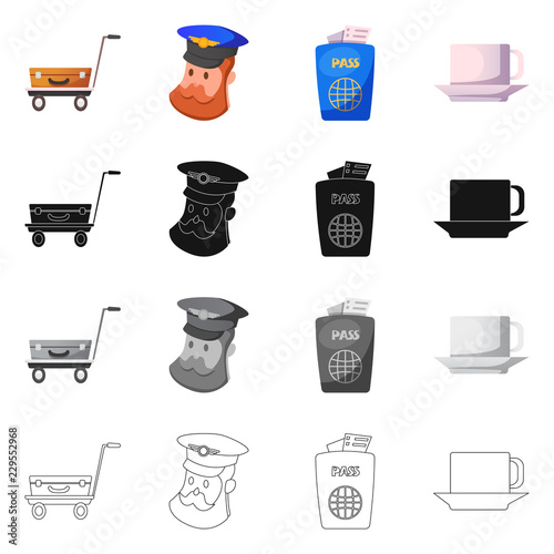 Isolated object of airport and airplane symbol. Collection of airport and plane stock symbol for web.