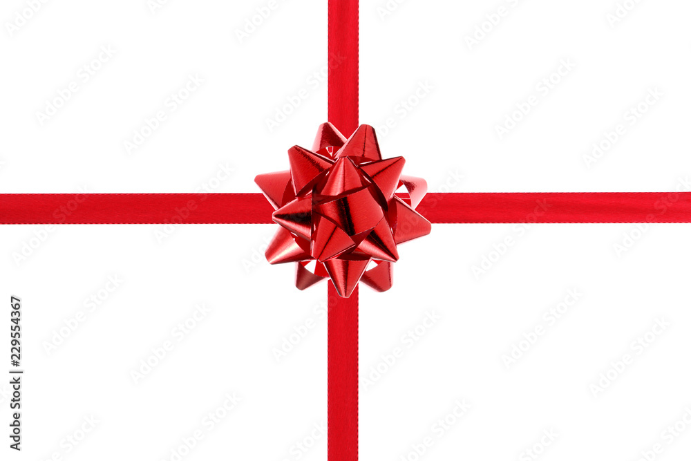 red package bow and a ribbon isolated on white background with clipping path included red package bow and a ribbon isolated on white background with clipping path included