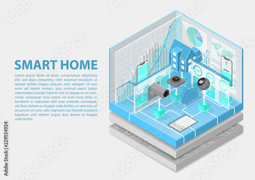 Smart Home isometric vector illustration. Abstract 3D infographic for home automation related topics