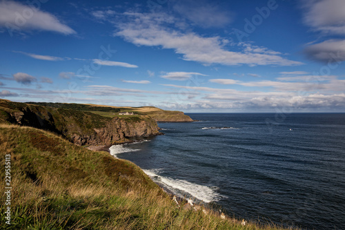 Coastline line with blue sky and clouds