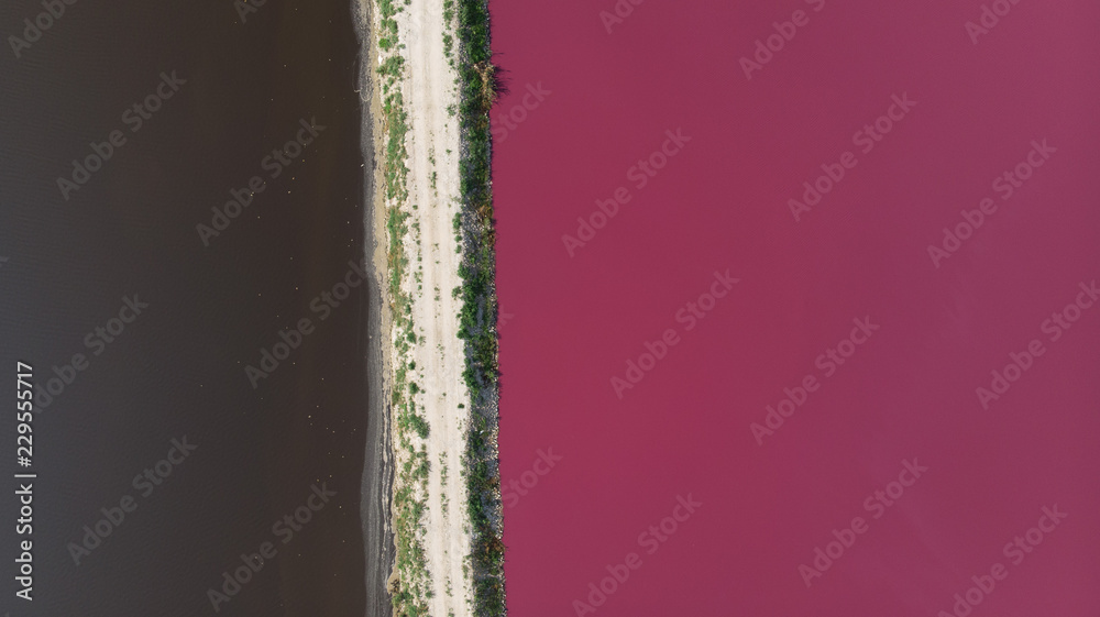 Aerial View of Pink Lake Ponds