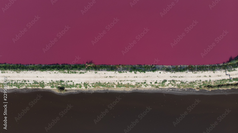 Aerial View of Pink Lake Ponds