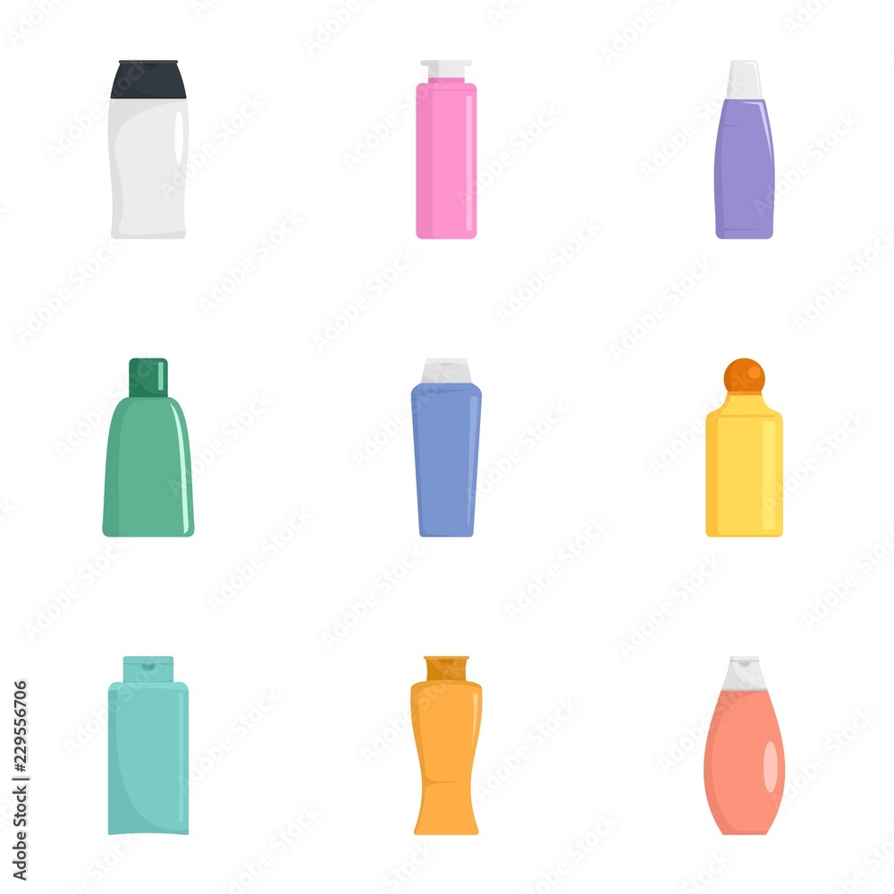 Cream bottle icon set. Flat set of 9 cream bottle vector icons for web design Cream bottle icon set. Flat set of 9 cream bottle vector icons for web design