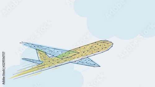 Abstract blue and yellow airplane template