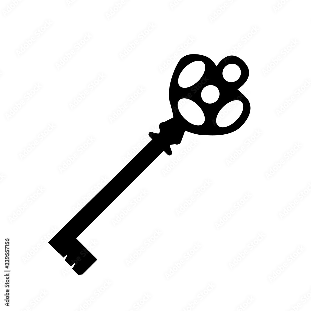 white background, the silhouette of the old key white background, the silhouette of the old key