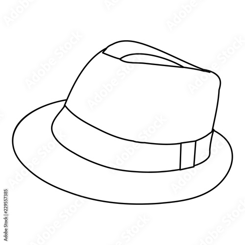 white background, men's hat sketch, lines