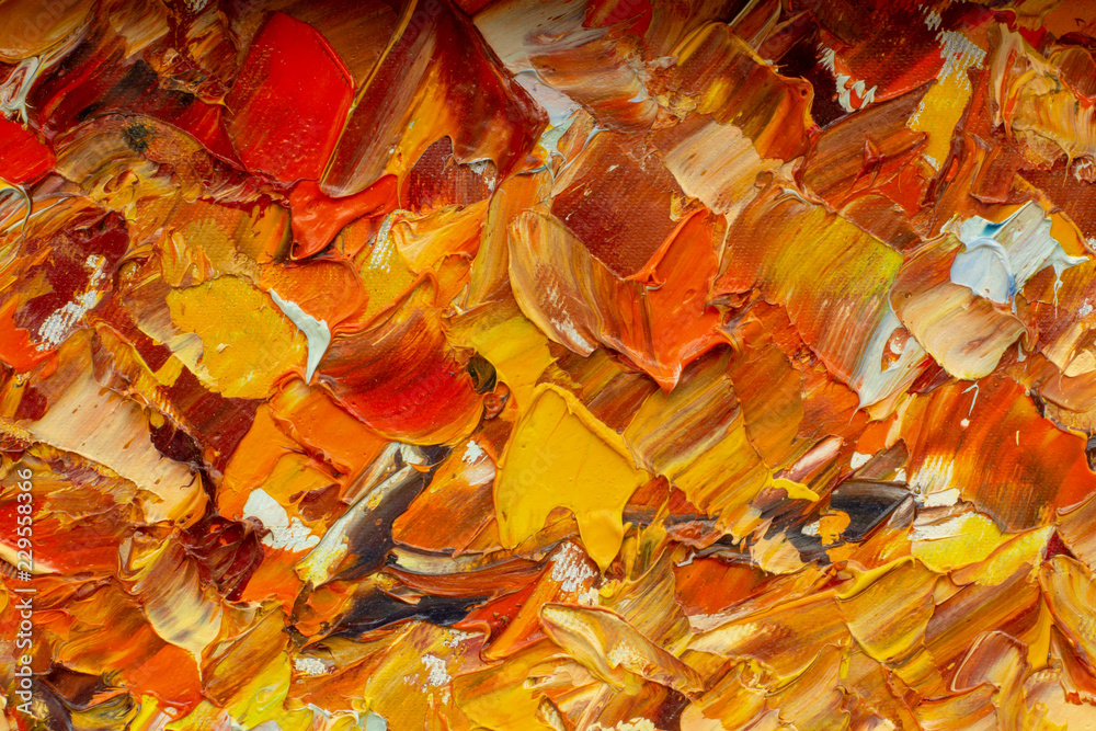 Abstract art by oil painting on canvas show thick texture and palette