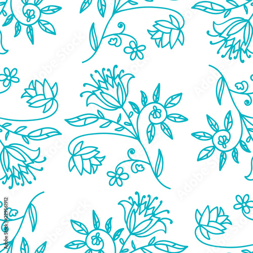 Floral seamless pattern with branches and leaves. Vector illustration. © _aine_