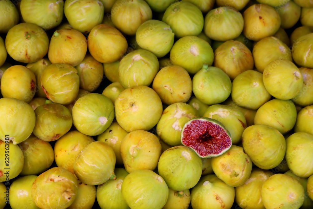 Ripe Figs On A Market in Southern Europe, Detail, Close-up