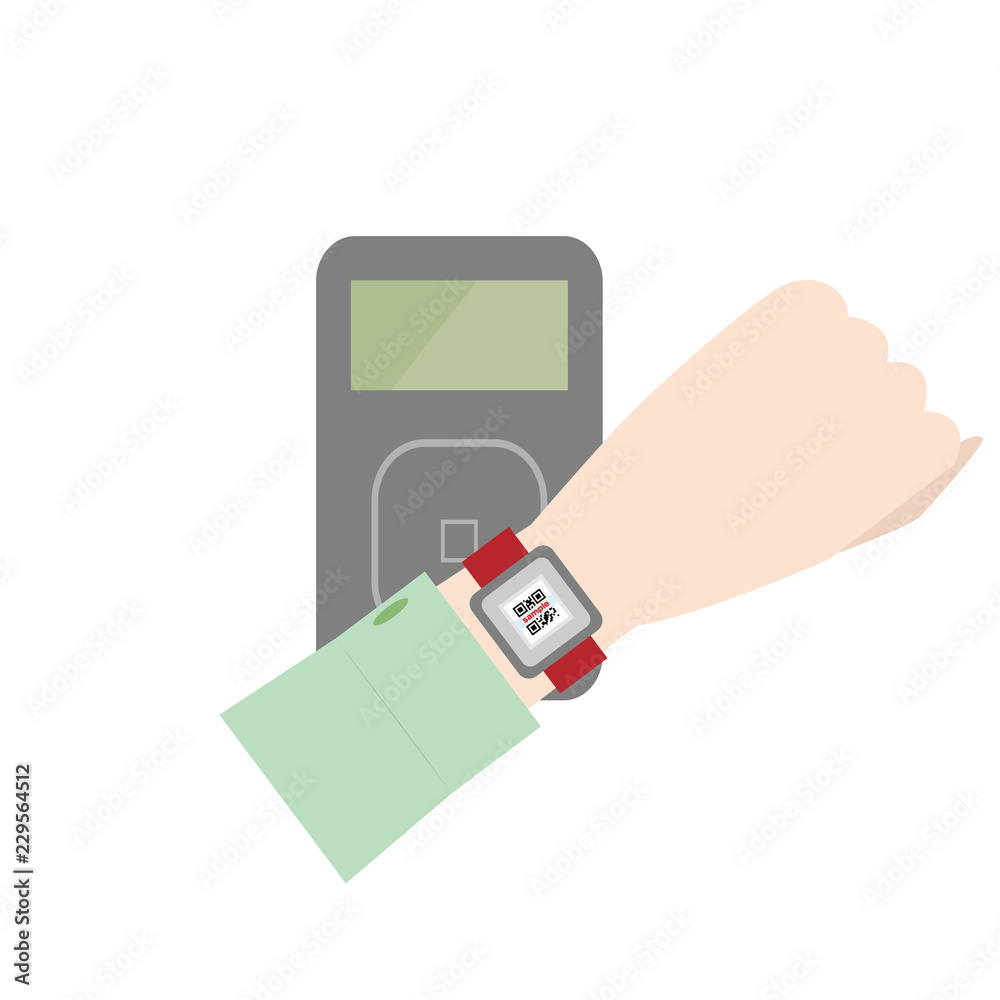 スマートウォッチで支払うイラスト Stock Vector Adobe Stock