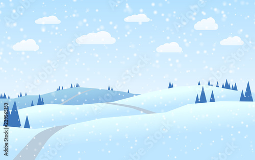 hills winter landscape flat design