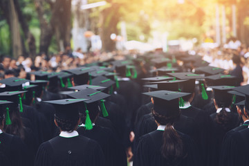 backside graduation hats during commencement success graduates of the university, Concept education congratulation. Graduation Ceremony ,Congratulated the graduates in University during commencement.