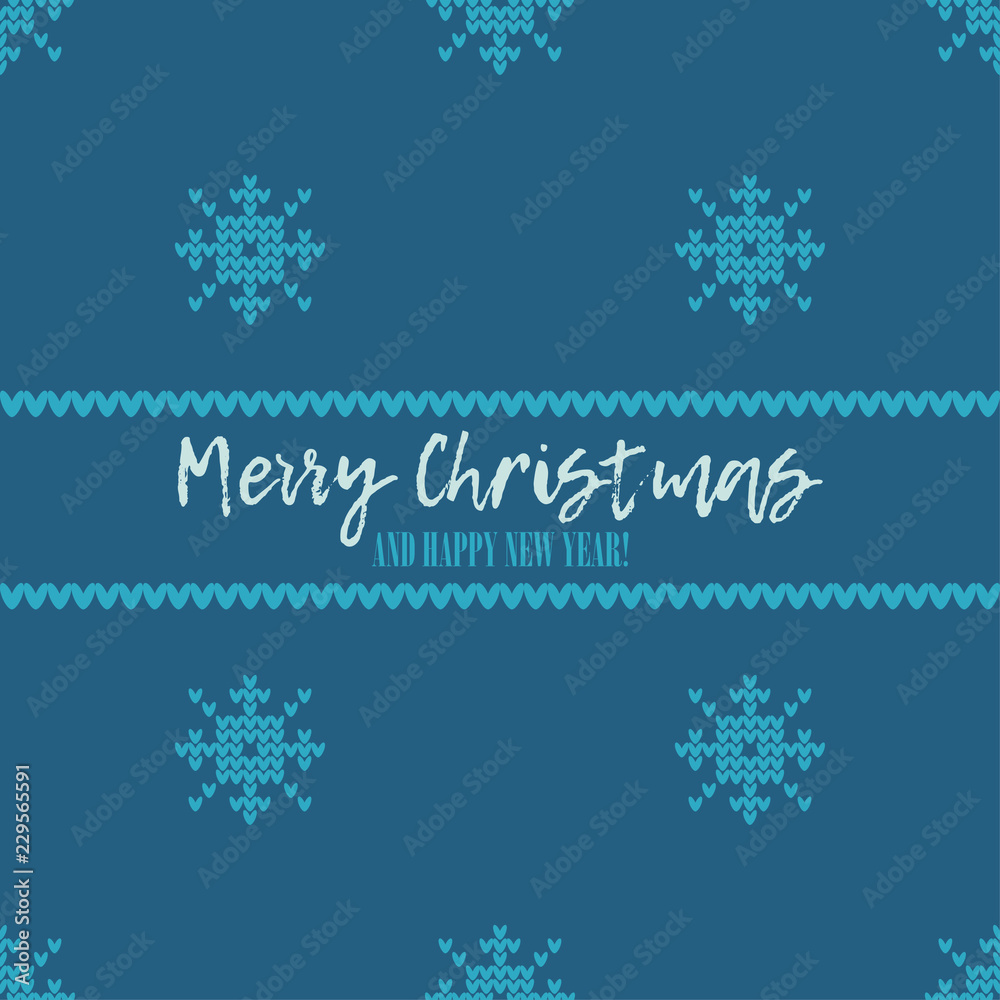 Seamless vector background with Knitted decorative snowflakes. Merry Christmas and Happy New Year! Winter pattern. Can be used for wallpaper, textile, invitation card, wrapping, web page background.