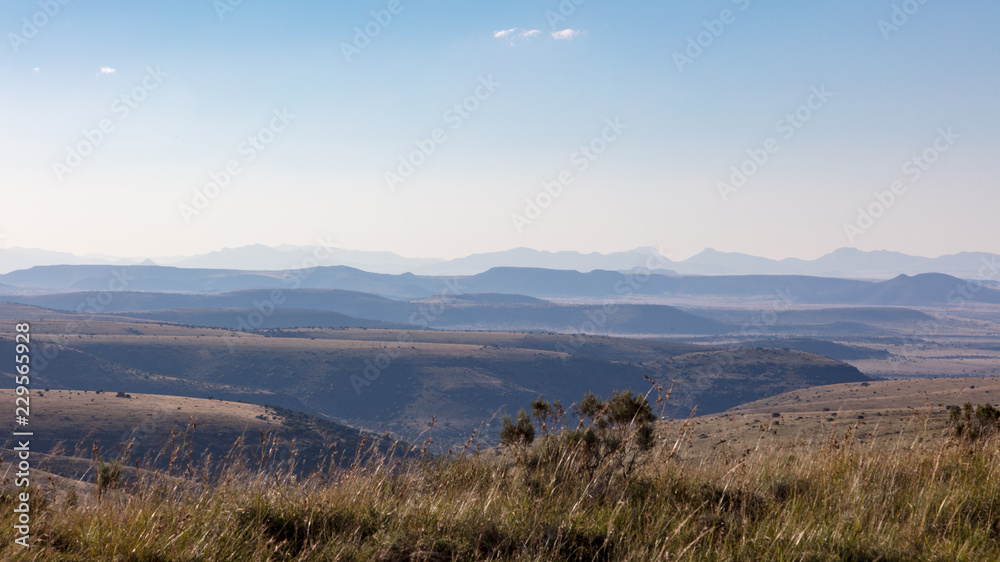 View of mountains the the Mountain Zebra National Park in South Africa