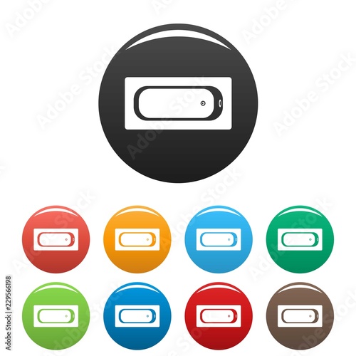 Air view bathtube icons set 9 color vector isolated on white for any design