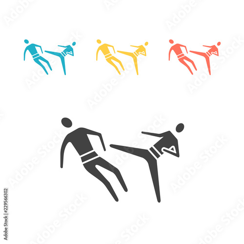 karate blow and defense flat icon Vector sign