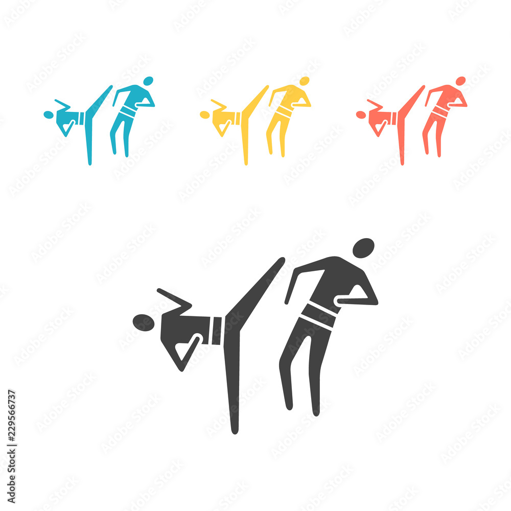karate blow and defense flat icon Vector sign karate blow and defense flat icon Vector sign