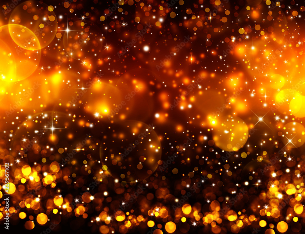 golden glitter and stars, Christmas background