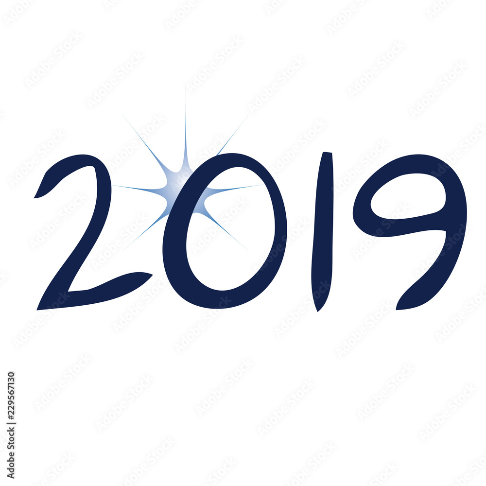 Unusual asterisk and date (2019) as symbols of the new year. Unusual asterisk and date (2019) as symbols of the new year.