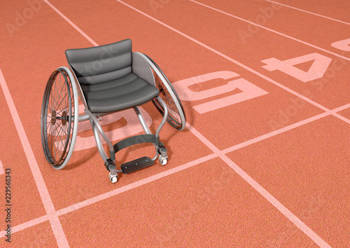 Sports Wheelchair On Athletics Track