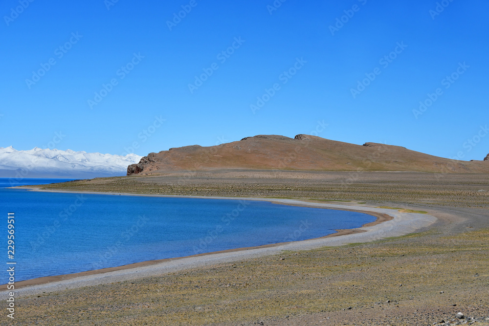 Tibet, lake Nam-Tso (Nam Tso) in summer, 4718 meters above sea level.  Place of power