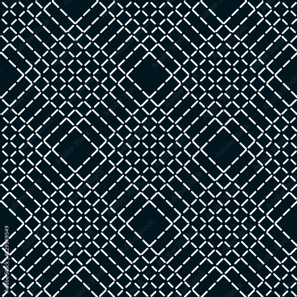 Fototapeta premium Abstract geometric pattern with lines, rhombuses a seamless vector background. Blue-black texture