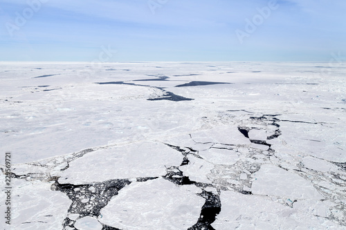 The weddell sea and it's huge expanses of sea ice as seen by helicopter, Antarctica. 
