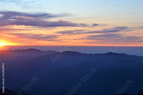 Beautiful sunrise at Huangshan Yellow mountain in Anhui province, China, Asian landscape