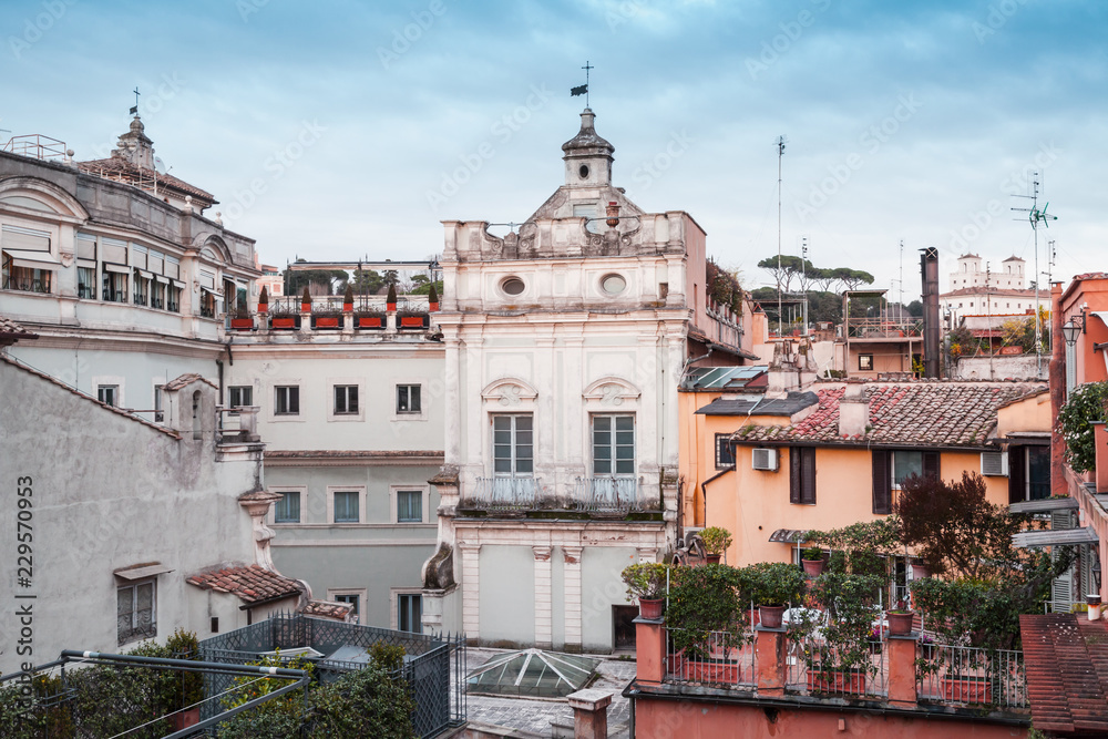 Morning skyline of old Rome, Italy