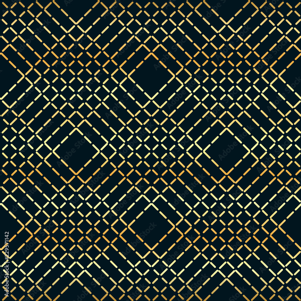 Fototapeta premium Geometric vector golden line pattern. Seamless abstract texture for wallpapers and background