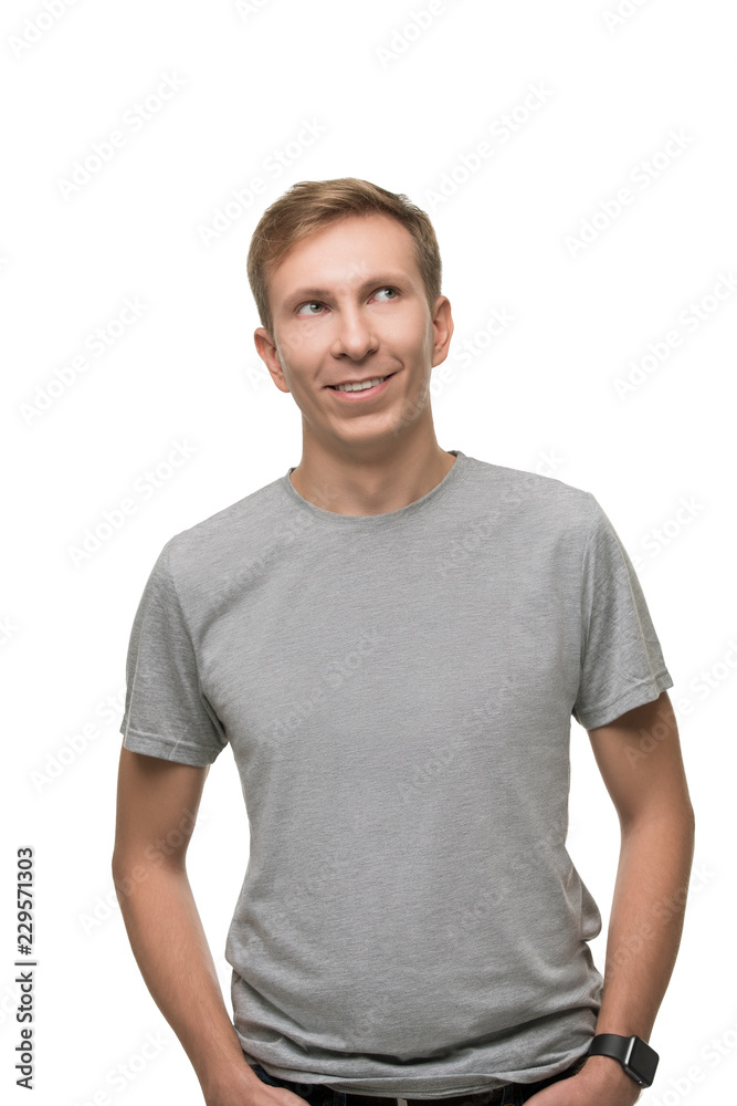 Fair handsome man in t-shirt isolated portrait Fair handsome man in t-shirt isolated portrait