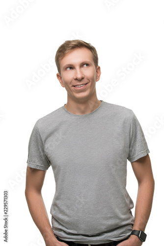 Fair handsome man in t-shirt isolated portrait