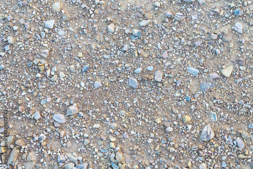 Texture Gravel and stone on brown soil