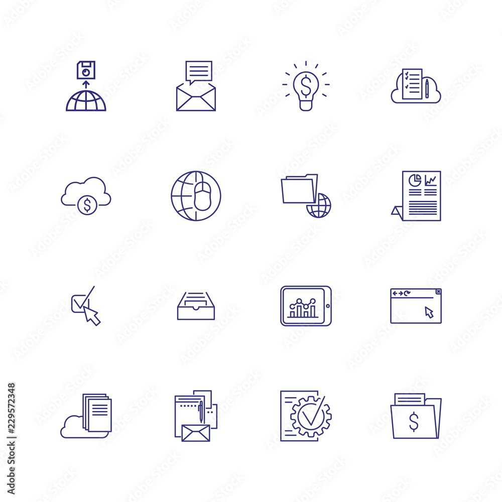 Business solutions line icon set. New message, analytics, browser window. Information technology concept. Can be used for topics like data storage, cloud service, finance Business solutions line icon set. New message, analytics, browser window. Information technology concept. Can be used for topics like data storage, cloud service, finance